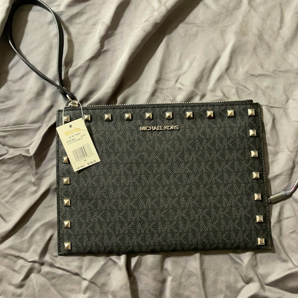 studded mk jet set wristlet
